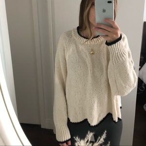 Zara Cream Sweater with Black Trim
